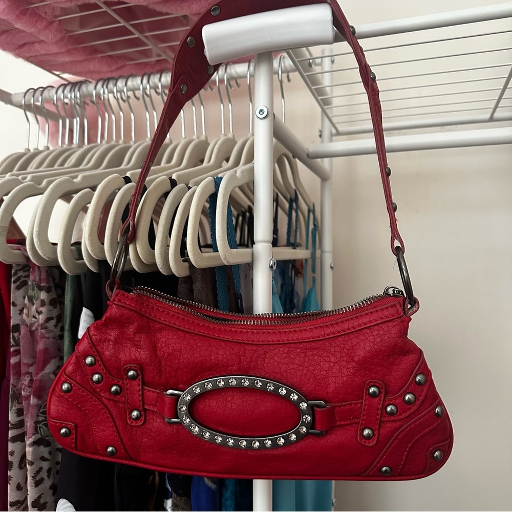 Urban Outfitters Red Studded Shoulder Bag